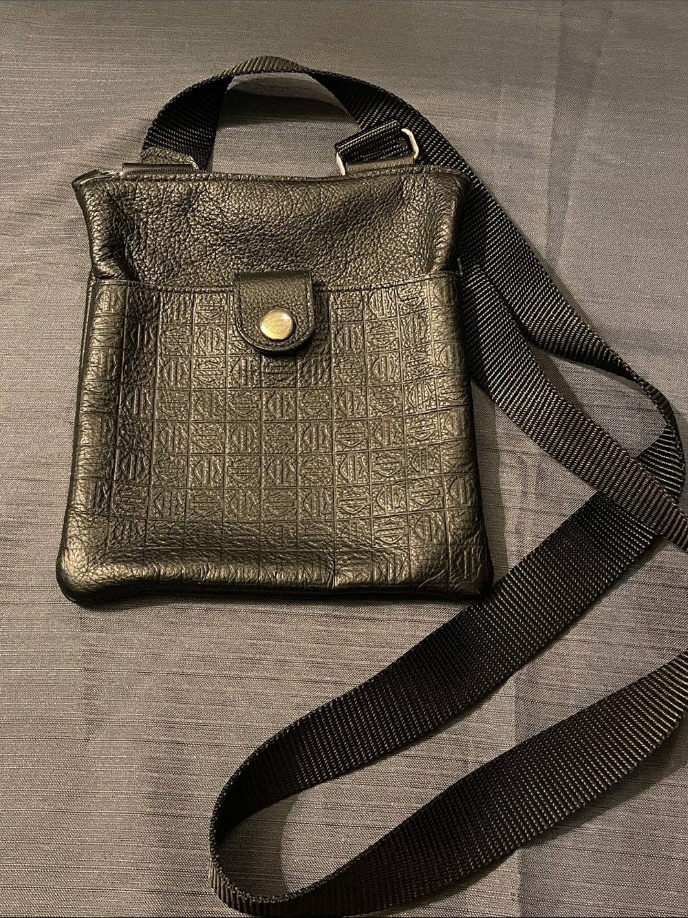 Harley Davidson Black Crossbody Bag - Minimal Leather Shoulder Pouch